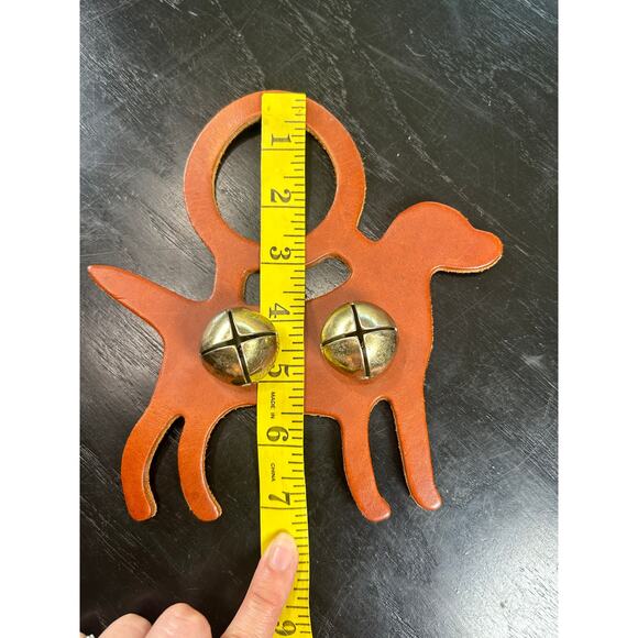 vtg Golden Retriever leather cut out- brown- jingle bells door handle- add bows - Picture 3 of 4